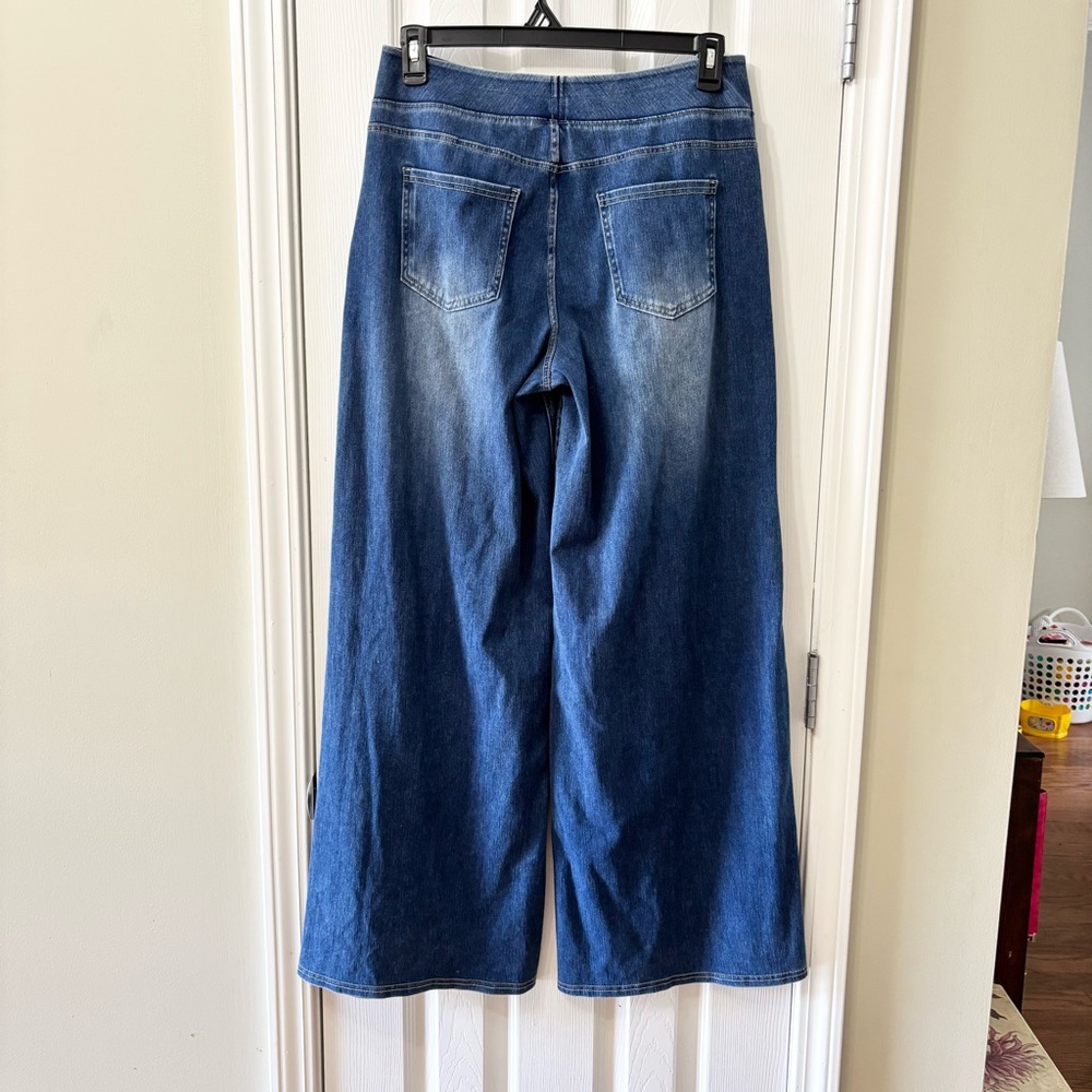 Halara Flex High Waisted Pockets Baggy Wide Leg Washed Casual Jeans Sz L Tall - Picture 5 of 8